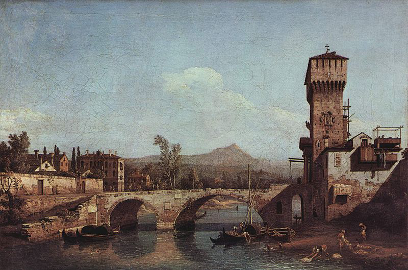 Capriccio Veneto, Flub, Brucke und mittelalterliches Stadttor